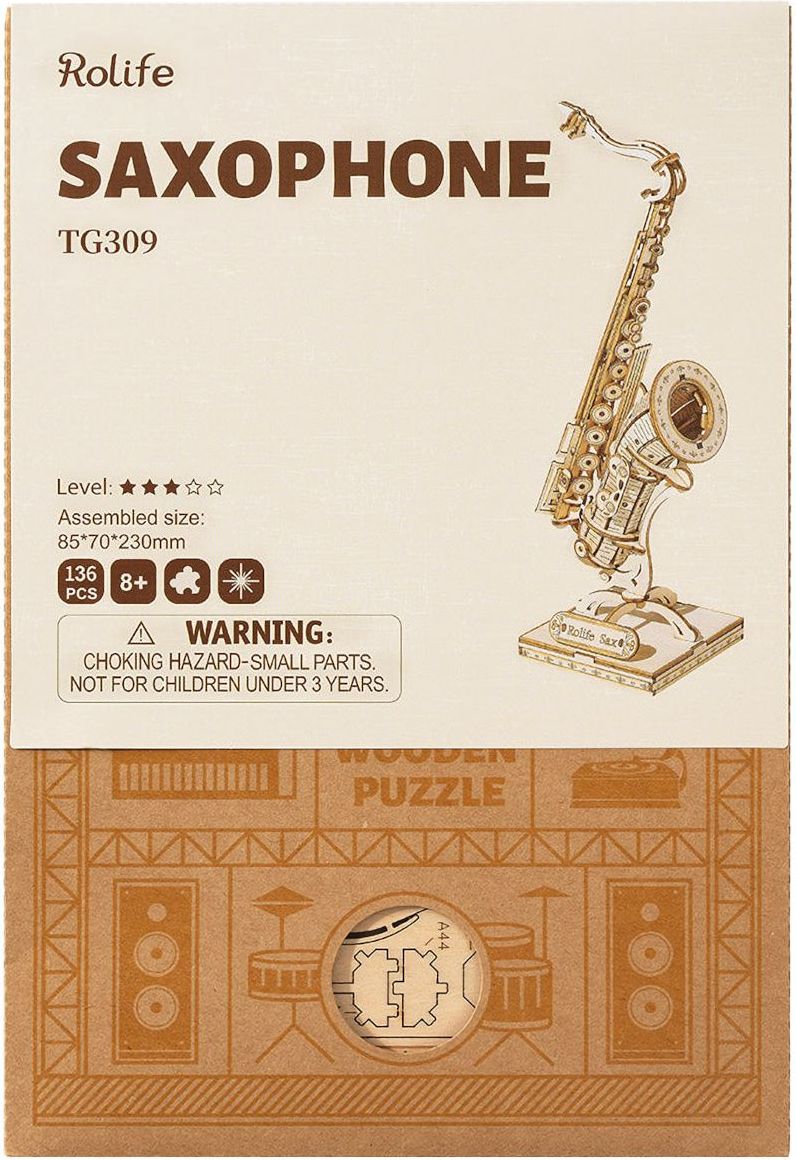 RoboTime dřevěné 3D puzzle Saxofon - obrázek 4