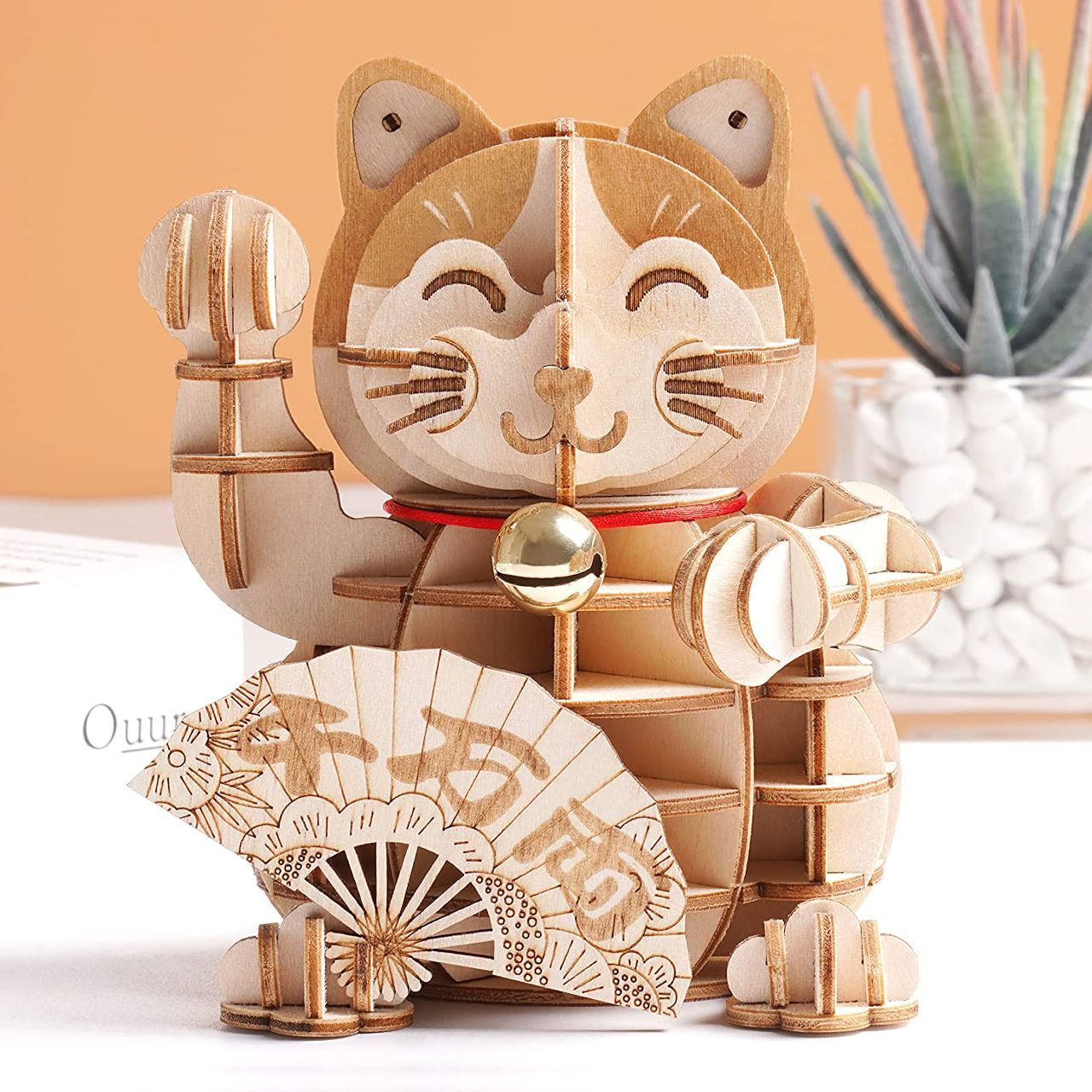 RoboTime dřevěné 3D puzzle Plutus Kočka pro štěstí - obrázek 2