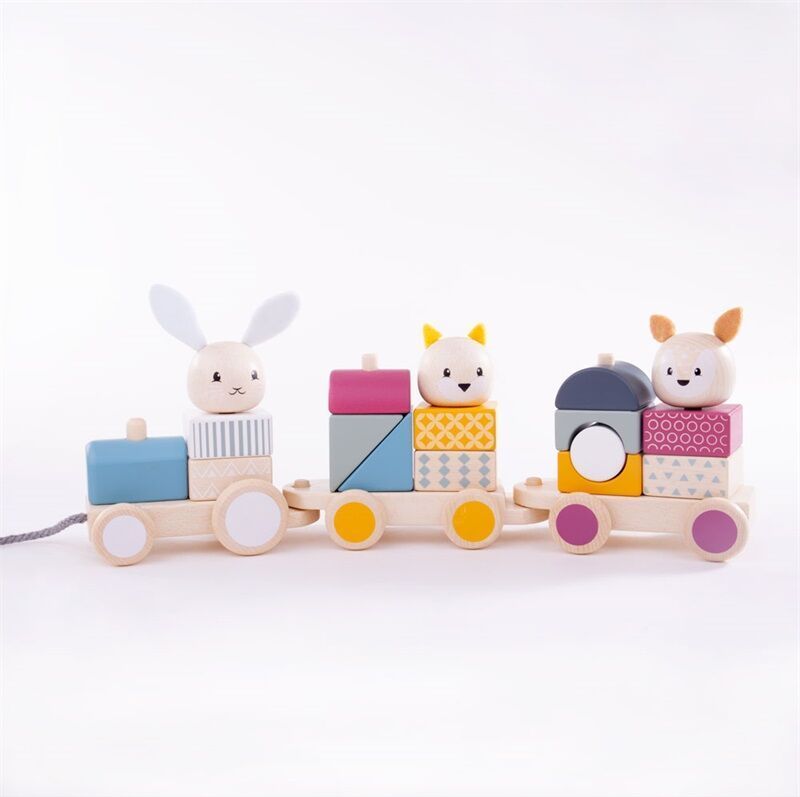 Bigjigs Toys Bigjigs Baby Dřevěný vláček se zvířátky  poškozený obal - obrázek 1
