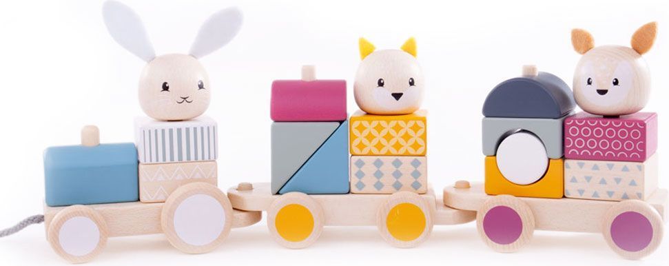Bigjigs Toys Bigjigs Baby Dřevěný vláček se zvířátky  poškozený obal - obrázek 2