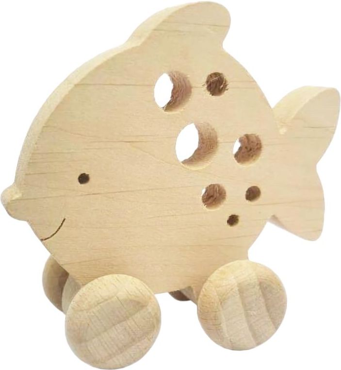 Makovský Dřevěná hračka na kolečkách, různé druhy rybka - obrázek 1
