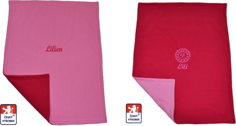 Dětská do kočárku se jménem 2v1 Dětský svět dvojitá fleece pink - obrázek 1