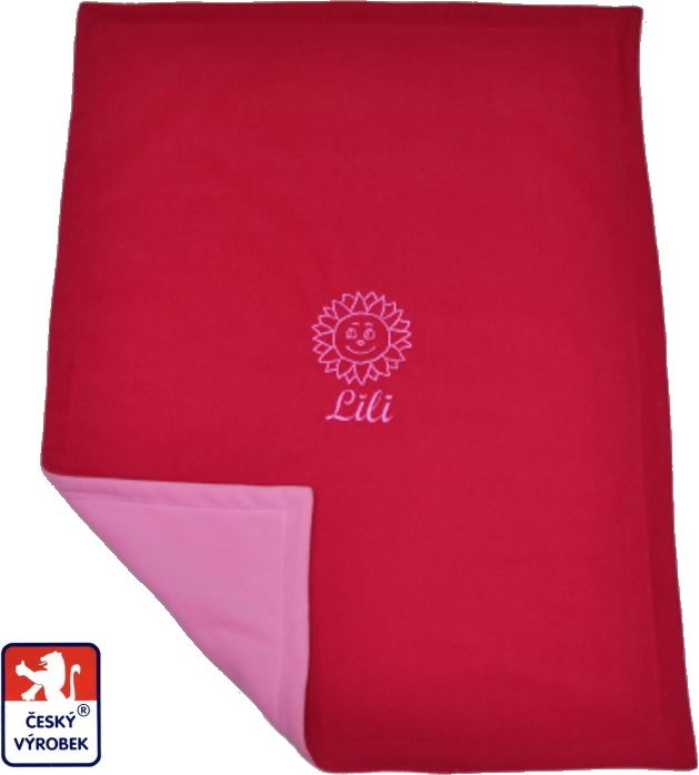 Dětská do kočárku se jménem 2v1 Dětský svět dvojitá fleece pink - obrázek 4