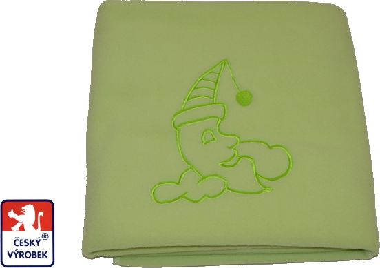 Dětská deka do kočárku Dětský svět fleece zelená s měsíčkem - obrázek 1