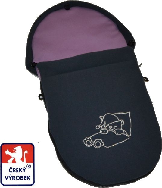 Fusak pro panenky Dětský svět fleece šedý s medvídkem - obrázek 1
