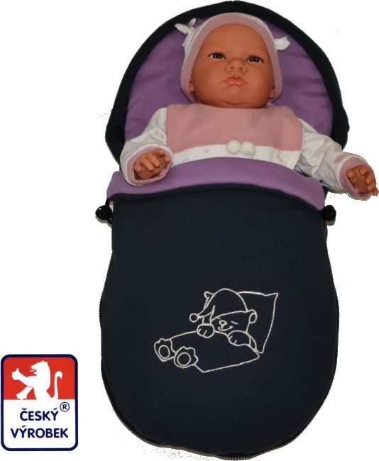 Fusak pro panenky Dětský svět fleece šedý s medvídkem - obrázek 2