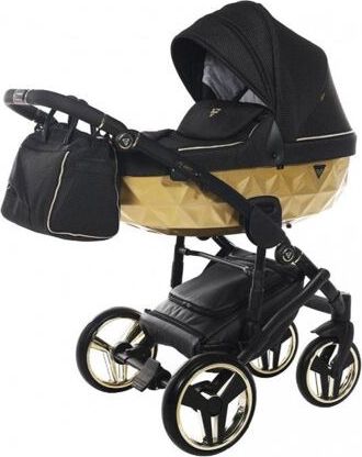 Kočárek Junama Mirror Satin V2 dvojkombinace 03 Black/Gold - obrázek 1