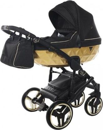 Kočárek Junama Mirror Satin V2 dvojkombinace 03 Black/Gold - obrázek 2