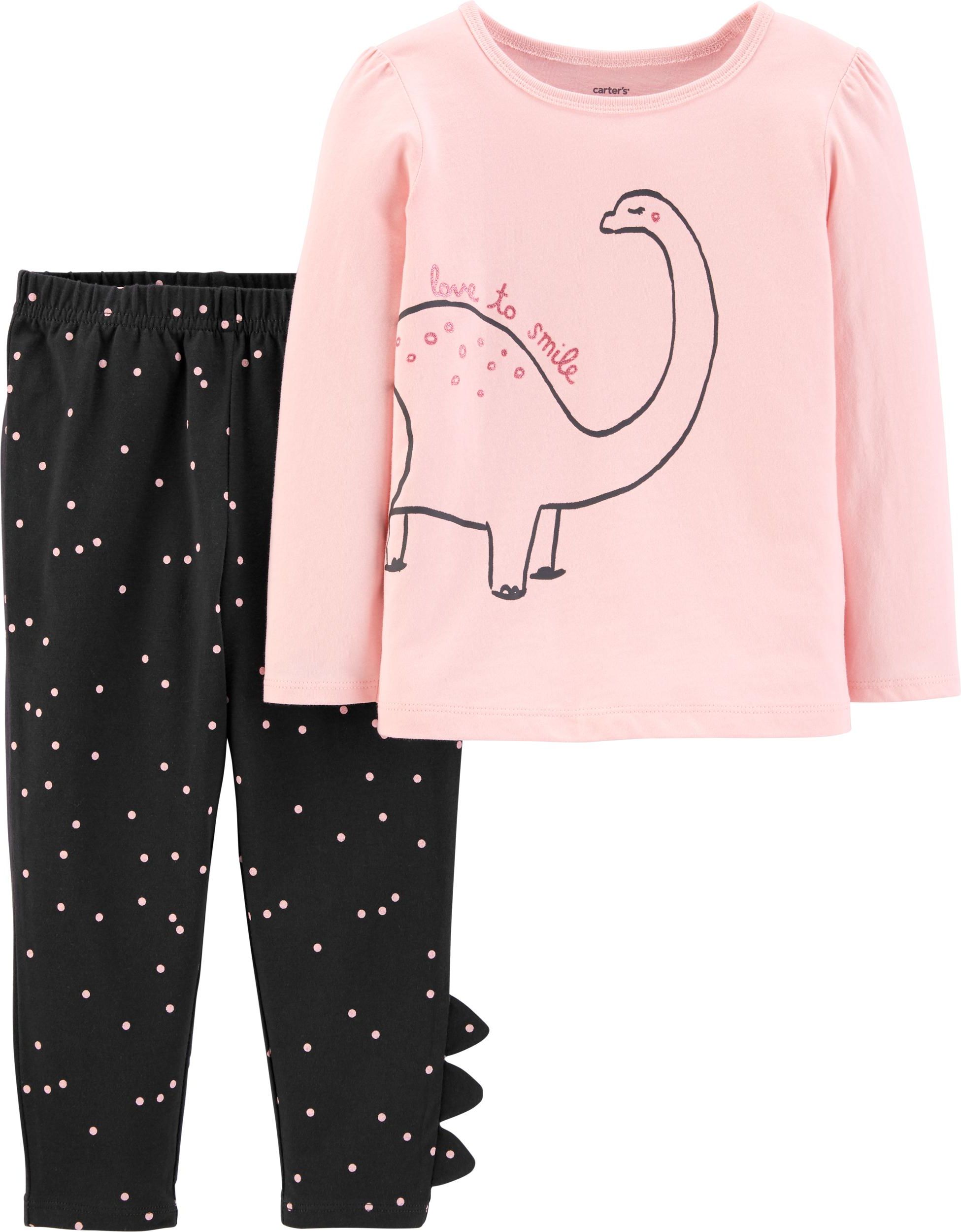 SET CARTER'S, S DINOSAUREM A PUNTÍKY, RŮŽOVÝ, BAVLNA Velikost: 6M - obrázek 1