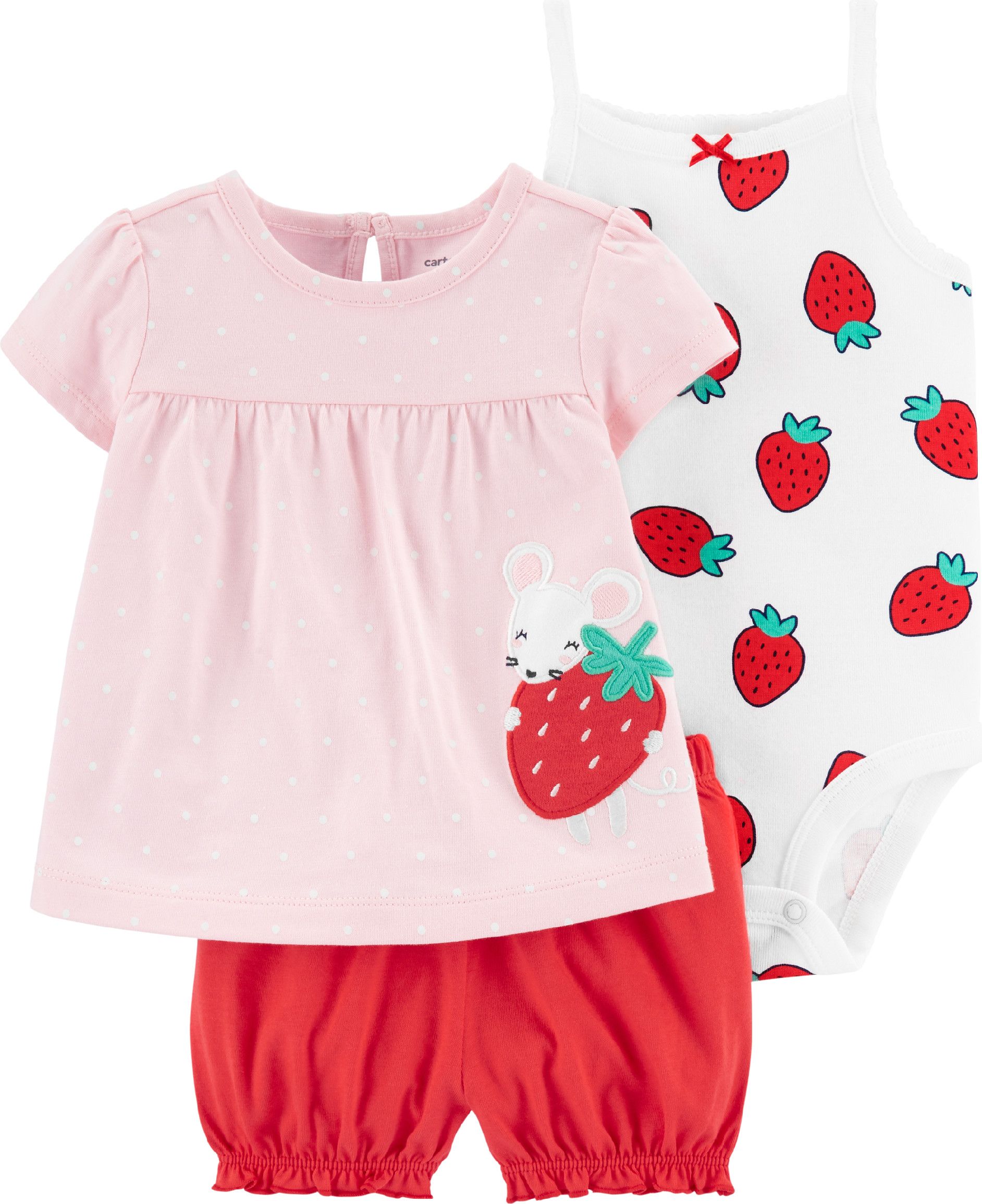 SET CARTER'S, S JAHODAMI, ČERVENÝ, BAVLNA Velikost: 9M - obrázek 1