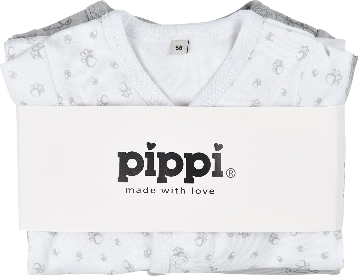 OVERALY PIPPI 2 KS, S ŤAPKAMI, SE ZVÍŘÁTKY, BÍLÉ, ŠEDÉ Velikost: 56 - obrázek 2