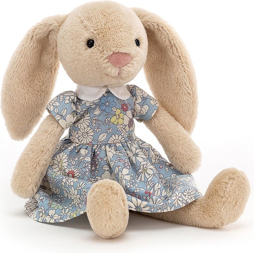 PLYŠOVÝ KRÁLÍČEK JELLYCAT V ŠATIČKÁCH S KYTIČKAMI - obrázek 1