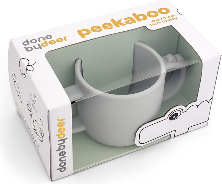 SILIKONOVÝ HRNEK DONE BY DEER, PEEKABOO CROCO GREY - obrázek 6