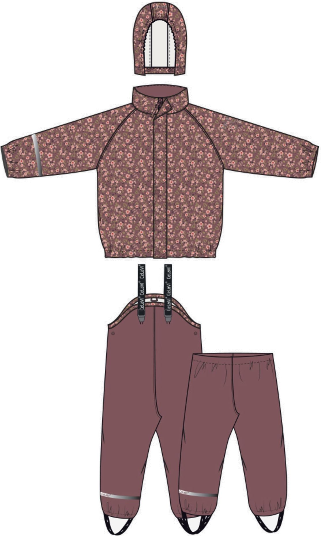 SET DO DEŠTĚ CELAVI, S KYTIČKAMI, NEZATEPLENÝ, ROSE BROWN Velikost: 100 - obrázek 3