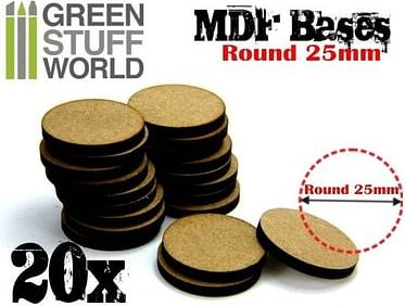 Dřevotřískové podstavce MDF Bases - Round 25mm (20 ks) - obrázek 1