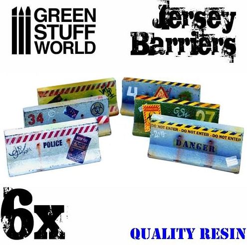 Dekorace Green Stuff World: Jersey Barriers, 6 ks - obrázek 1