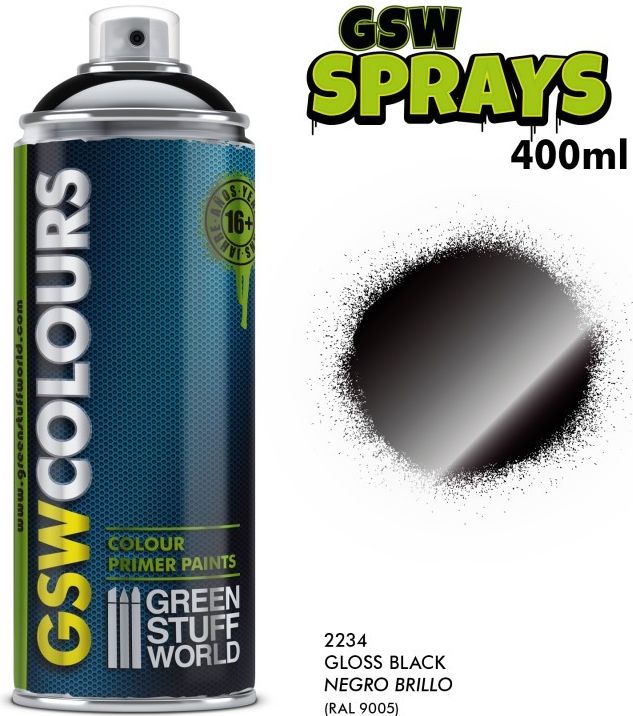 Sprej Green Stuff World: Primer Colour Gloss Black 400ml - obrázek 1
