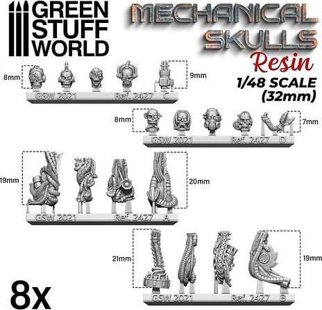 Dekorace Green Stuff World: Resin Mechanical Skulls - obrázek 2