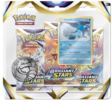 Pokémon TCG: Sword & Shield 9 Brilliant Stars 3-Pack Blister - Glaceon - obrázek 1