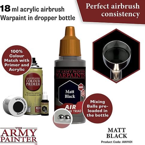 Warpaints Air Matt Black 18ml - obrázek 2