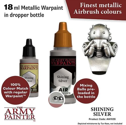 Warpaints Air Metallic Shining Silver 18ml - obrázek 2