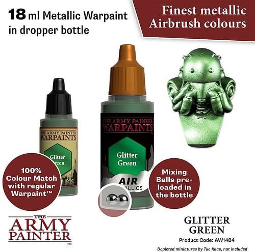 Warpaints Air Metallic Glitter Green 18ml - obrázek 2