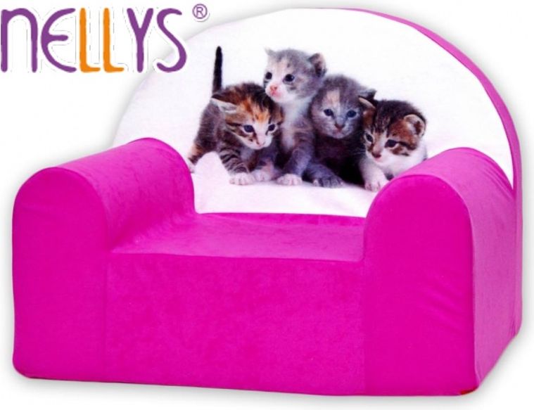NELLYS Dětské křesílko/pohovečka Nellys ® - Kočičky v růžové - obrázek 1