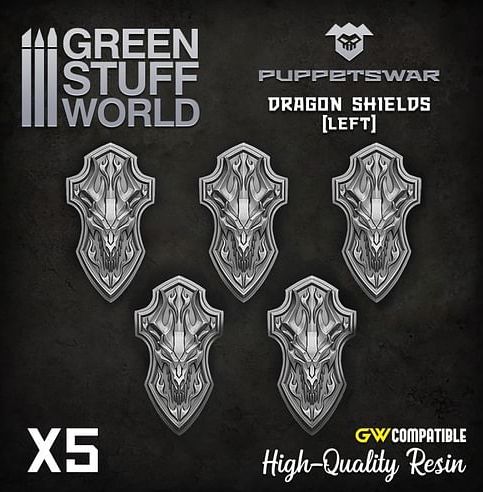 Dekorace Green Stuff World: Dragon Shields, 5 ks - obrázek 1
