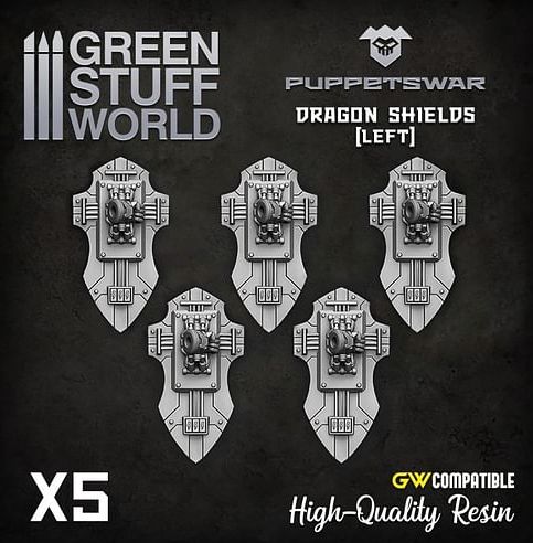 Dekorace Green Stuff World: Dragon Shields, 5 ks - obrázek 2