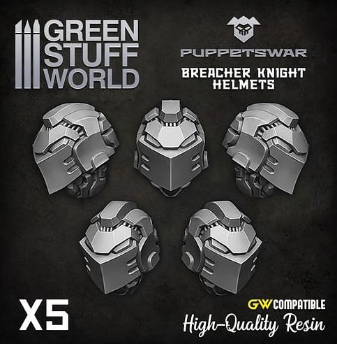 Dekorace Green Stuff World: Knight Helmets 2, 5 ks - obrázek 1