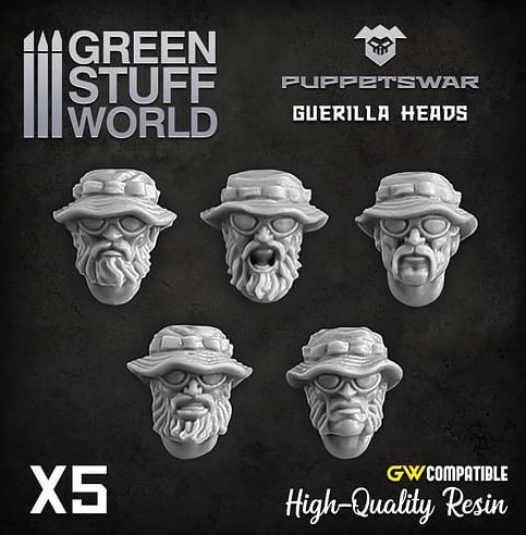 Dekorace Green Stuff World: Guerilla Heads, 5 ks - obrázek 1