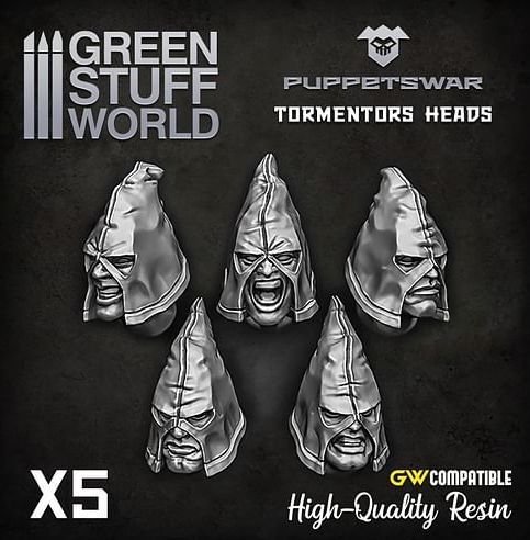 Dekorace Green Stuff World: Tormentors Heads, 5 ks - obrázek 1