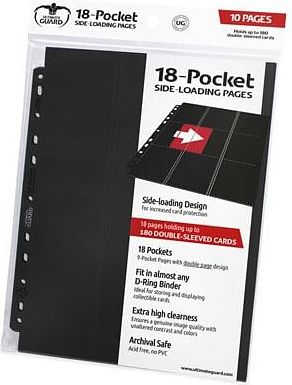 10 složek pro karetní album s kroužkovou vazbou (Ultimate Guard 18-Pocket pages), barva černá - obrázek 1