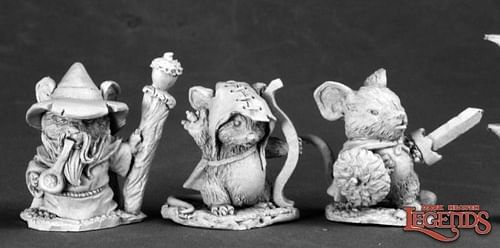 Figurky myší čaroděj, hraničář a bojovník, 3 ks - obrázek 1