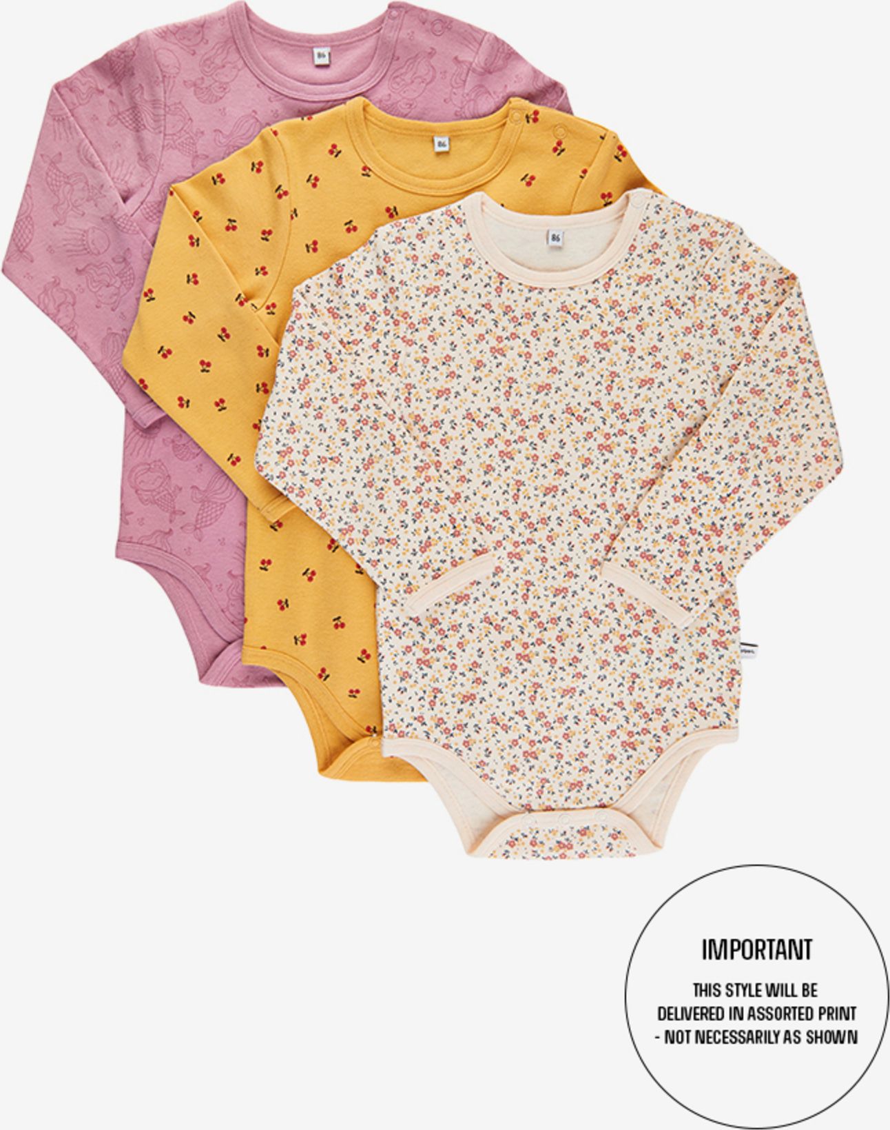 Pippi 3 ks kojenecké body s dlouhým rukávem 1419 - 569 Velikost: 80 - obrázek 1