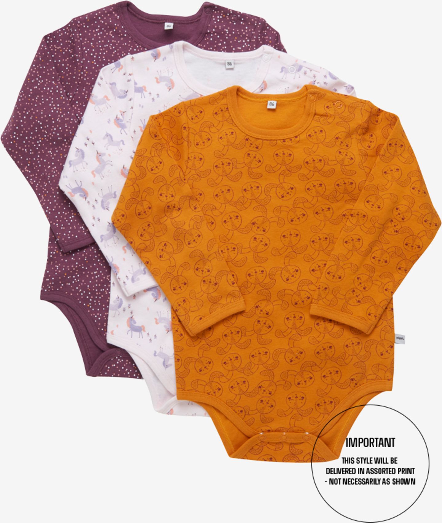 Pippi 3 ks kojenecké body s dlouhým rukávem 1419 - 569 Velikost: 80 - obrázek 2