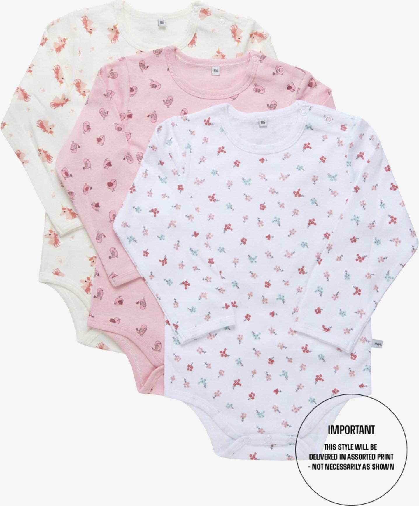 Pippi 3 ks kojenecké body s dlouhým rukávem 1419 - 500 Velikost: 92 - obrázek 2