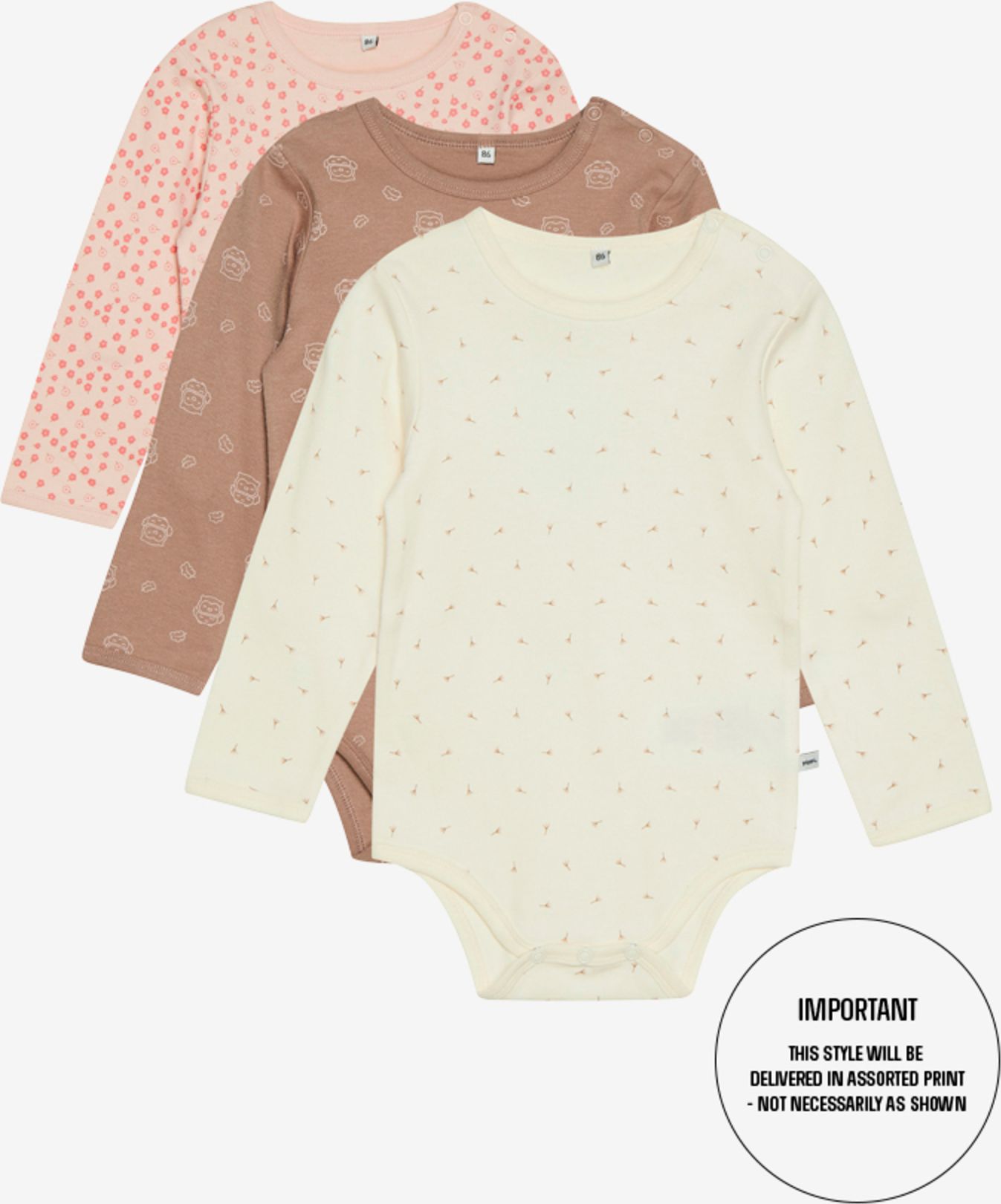 Pippi 3 ks kojenecké body s dlouhým rukávem 1419 - 500 Velikost: 92 - obrázek 3
