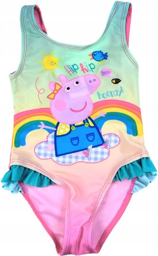 E plus M · Dětské / dívčí jednodílné plavky Prasátko Peppa - motiv Duhový den 104 / 110 - obrázek 1