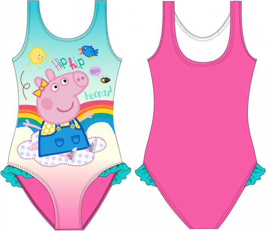 E plus M · Dětské / dívčí jednodílné plavky Prasátko Peppa - motiv Duhový den 104 / 110 - obrázek 2