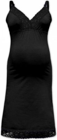 JOŽÁNEK Kojící noční košile JANA s krajkou na ramínka - černá, Velikosti těh. moda S/M - obrázek 1