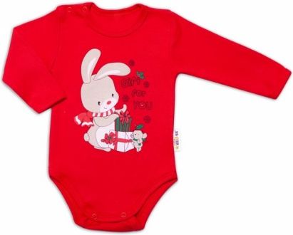 Baby Nellys Kojenecké body, dl. rukáv, Bunny, červené - obrázek 1