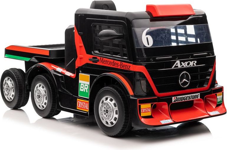 Dětský elektrický kamion Mercedes Axor s návěsem, MP4 červený - obrázek 1