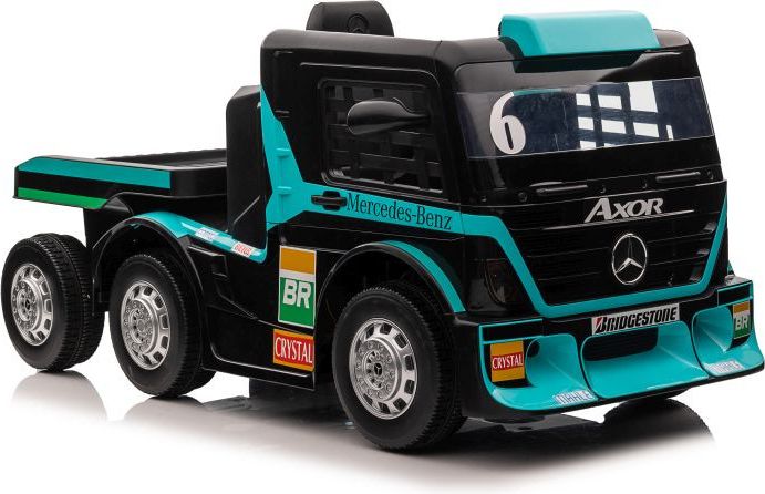 Dětský elektrický kamion Mercedes Axor s návěsem, MP4 tyrkysový - obrázek 1
