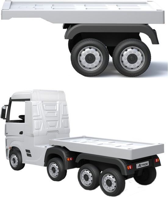 Elektrické autíčko Mercedes Benz Actros - bílé LAK s návěsem - obrázek 1