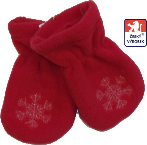 Dětské/kojenecké rukavičky s vločkou fleece, červené vel.0 - obrázek 1