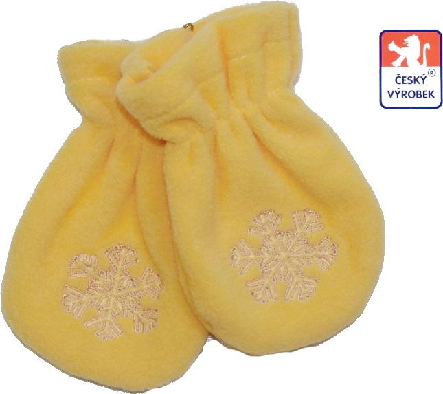 Dětské/kojenecké rukavičky s vločkou fleece, žluté vel.0 - obrázek 1