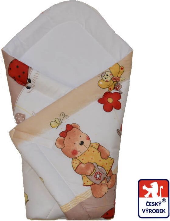 Kojenecká rychlozavinovačka Béžový medvídek, zahradník Dětský svět 90x90cm - obrázek 1
