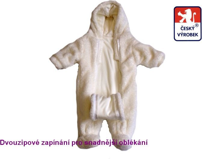 Zimní kojenecká kombinéza Dětský svět Lamová, béžová se Slonem velikost 56 - obrázek 2