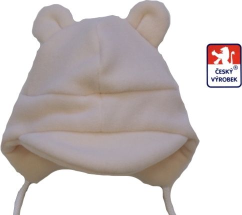 Dětská zimní čepička, Baby Fleece s ouškama, krémová vel.0 - obrázek 1